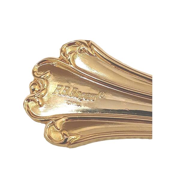 F.B. Rogers Gold SERVING FORK Chippendale Gold Electroplate HOLIDAY Wedding VNTG - Picture 2 of 8